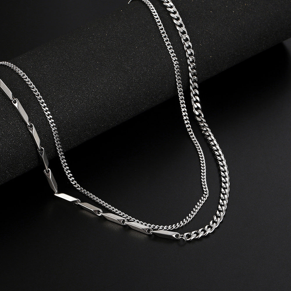 Wholesale Titanium Steel Double Layer Vintage Necklaces ACC-NE-Yixin002