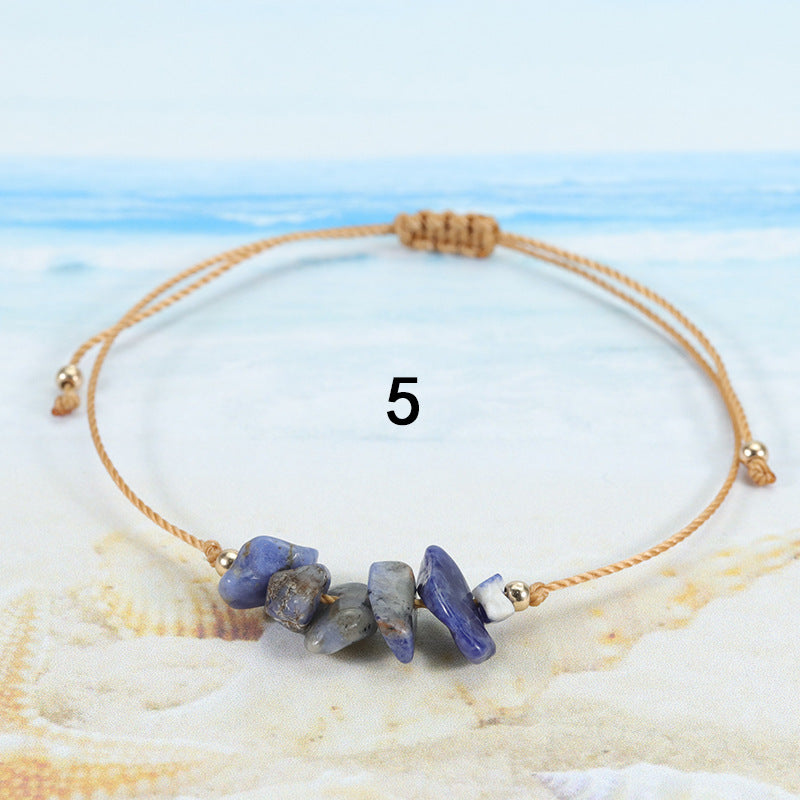 Wholesale  gravel bracelet irregular raw paraffin braided bracelet