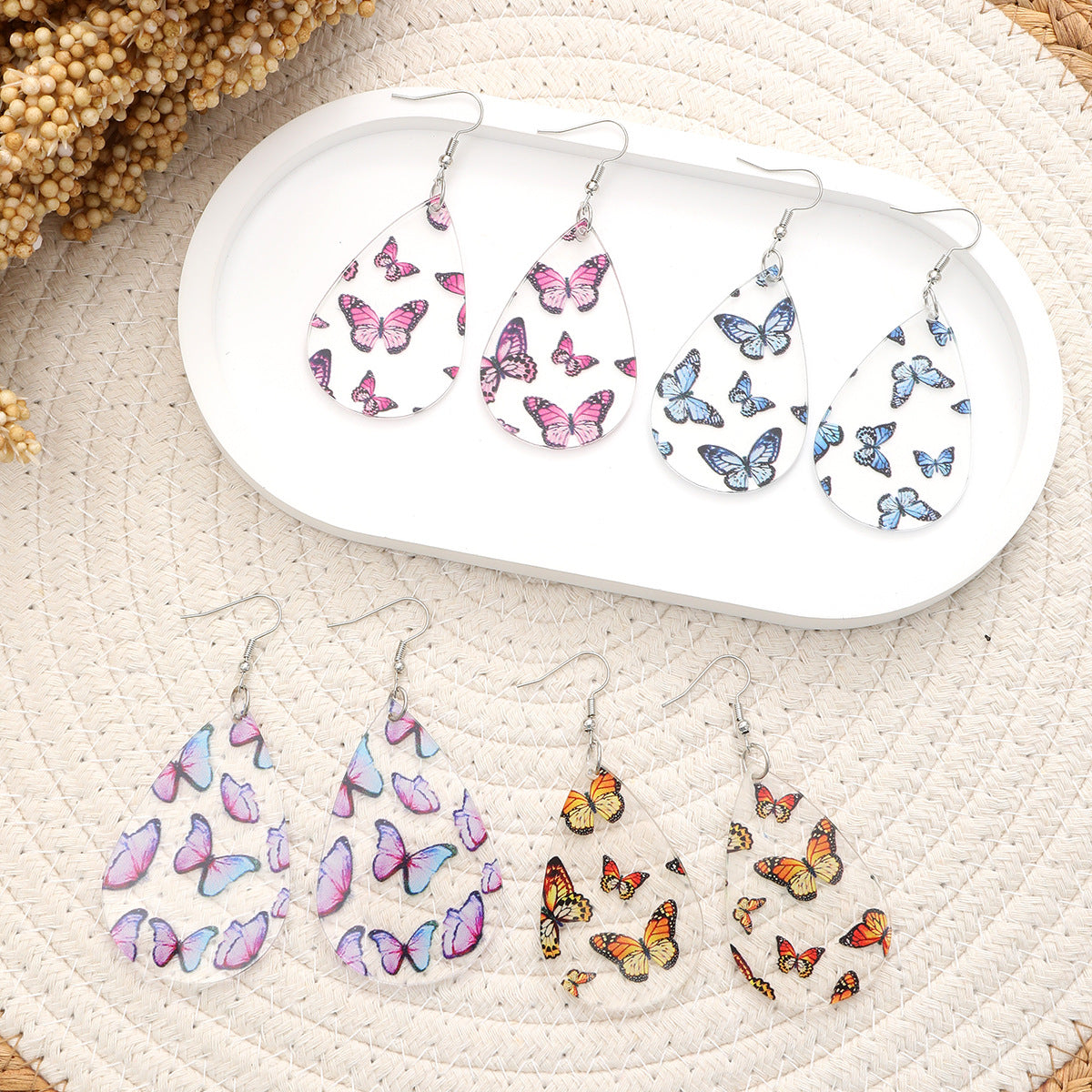 Wholesale  Butterfly Printing Acrylic Earrings