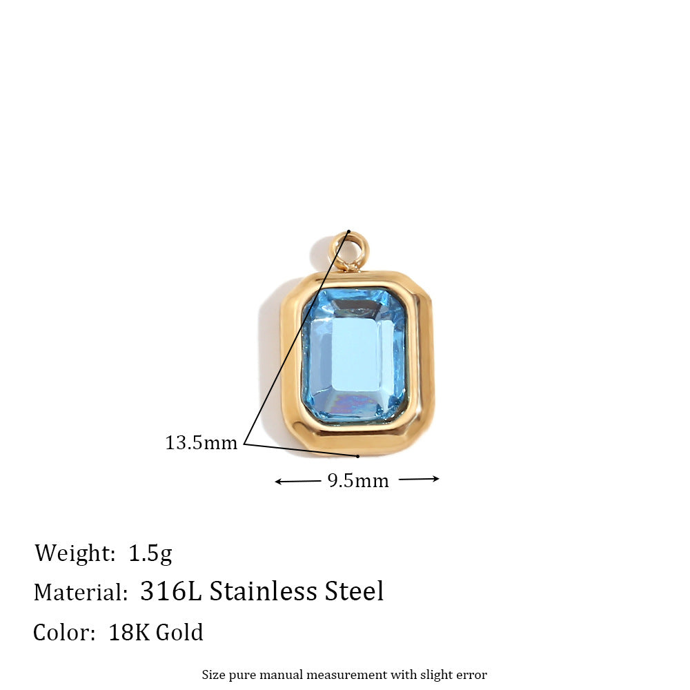 Wholesale Mini Simple Stainless Steel Pendant 18K Gold Plated Pendant Micro-inlaid Color Diamond Heart Shaped Geometric Pendant ACC-PT-MengJ001