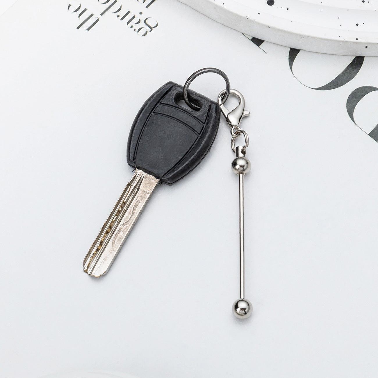 Wholesale Mini beaded candy-colored metal keychain