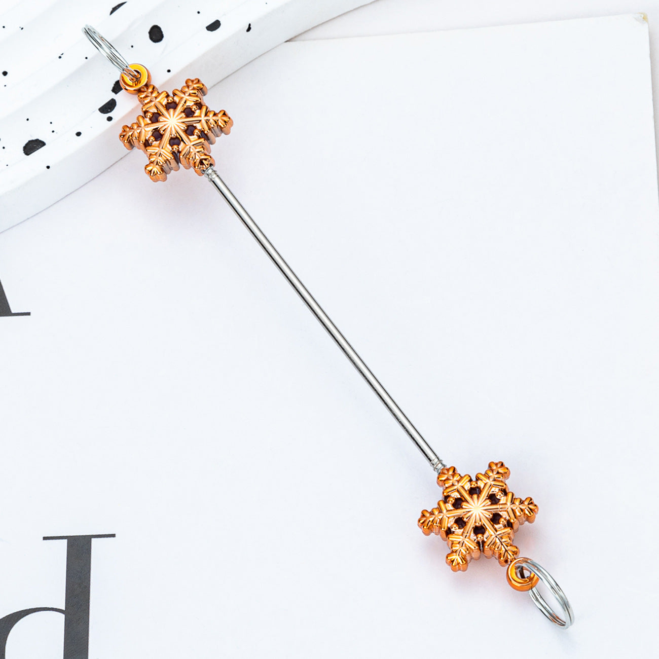 Wholesale  DIY Christmas Snowflake  Beadable Keychain