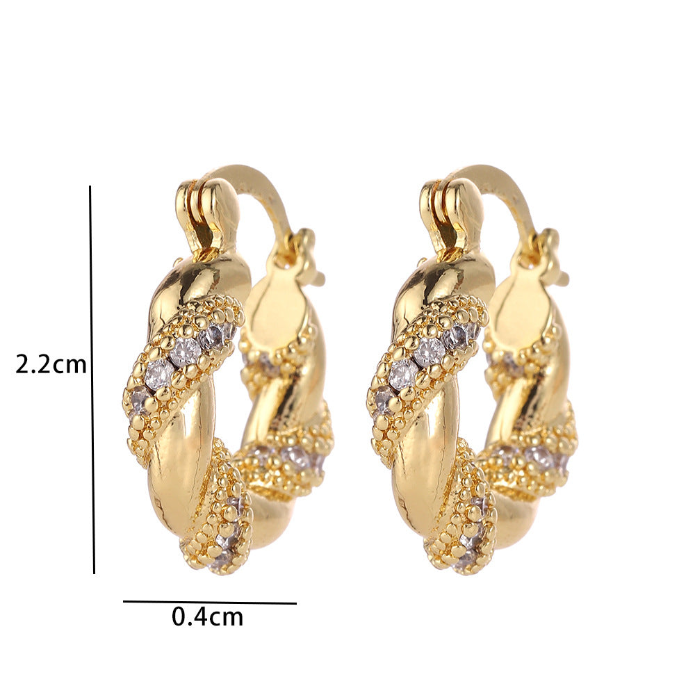 Wholesale Modern Butterfly Flower Earrings With Micro Set Zircon 18K Gold Plated Copper Fashion Party Gift Jewelry Accessory