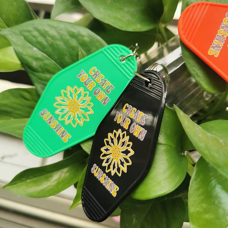 Wholesale Retro Plastic Printed 5 Colors Anniversary Keychain ACC-KC-MeiXin010
