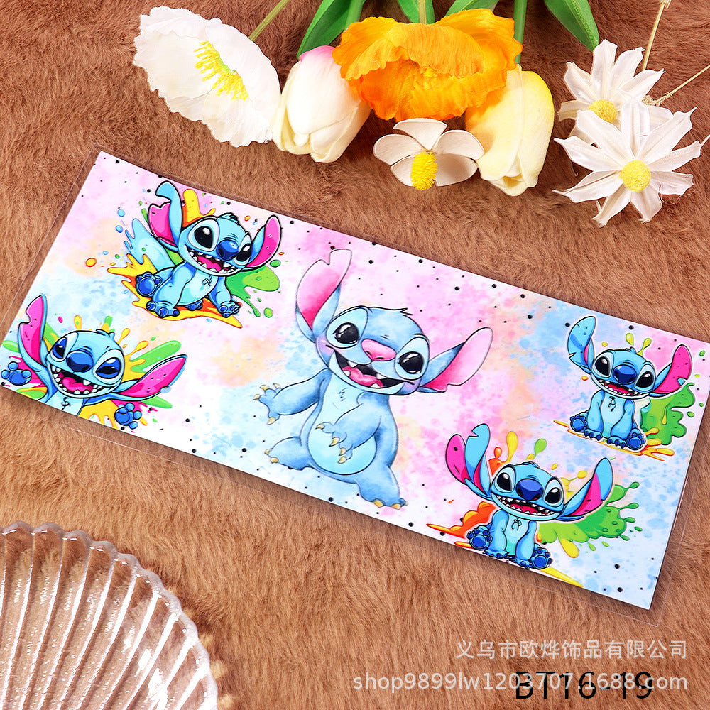 Wholesale Cartoon UV transfer stickers,  crystal stickers,  tear-off crystal labels with text,  16oz glass stickers