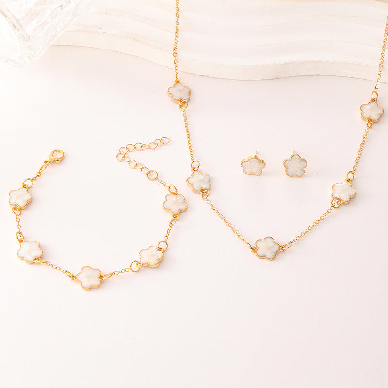 Wholesale Clover Necklace Bracelet Earrings 3-piece Sets ACC-NE-ChaoKai011