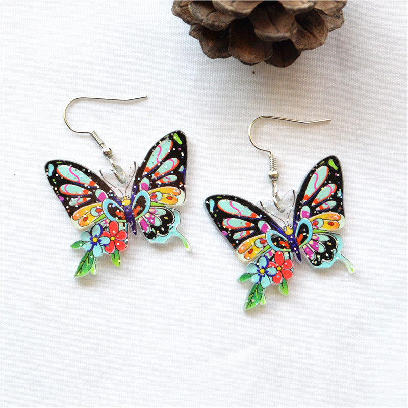 Wholesale Butterfly Series Earrings Creative Printed Earrings Acrylic Earrings