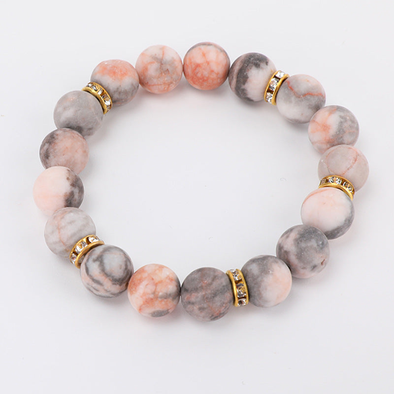 Wholesale 8MM Pink Zebra 10mm Frosted Stone Beaded Agate Bracelet ACC-BT-zhixiang015