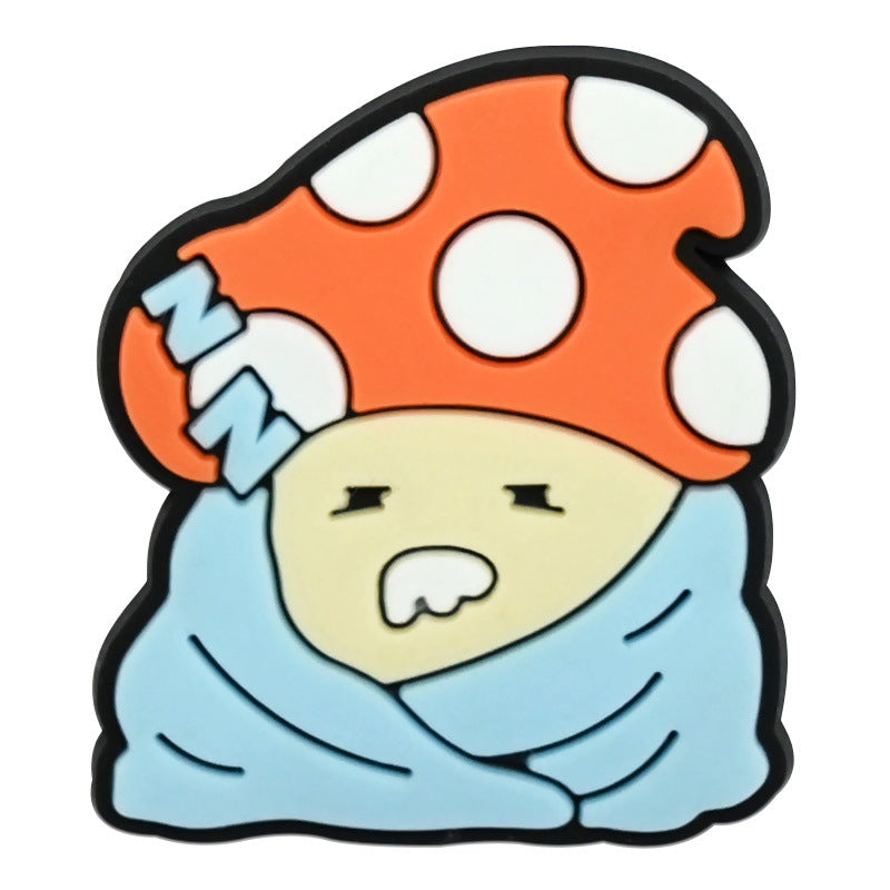 Wholesale   Random 100pcs Creative Cute cartoon mushroom series  PVC Soft Rubber Shoe Buckle Decoration