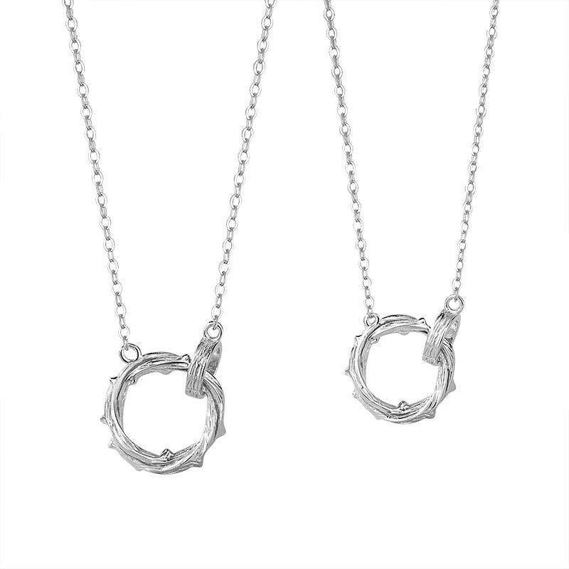 Wholesale alloy thorn ring couple ring necklace