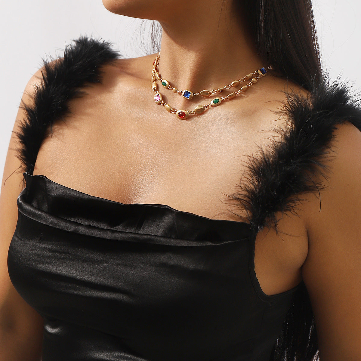 Wholesale Ethnic Style Diamond-encrusted Double-layer Necklace Light Luxury