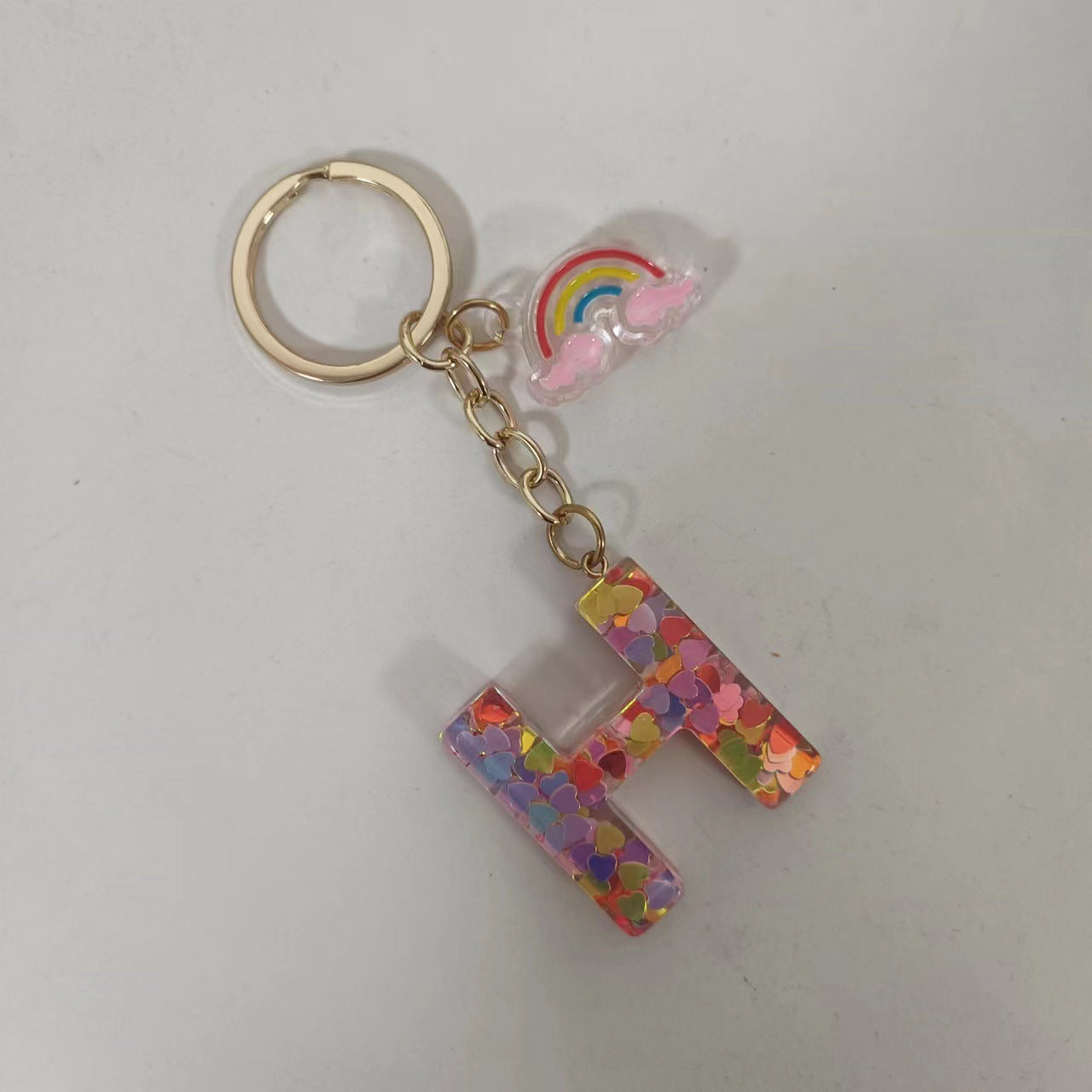 Wholesale Trendy Resin Alphabet Letter Keychains 26 A Z Iridescent Sequin Charm Set Party Gift Bag Charm Boutique Resale Accessory
