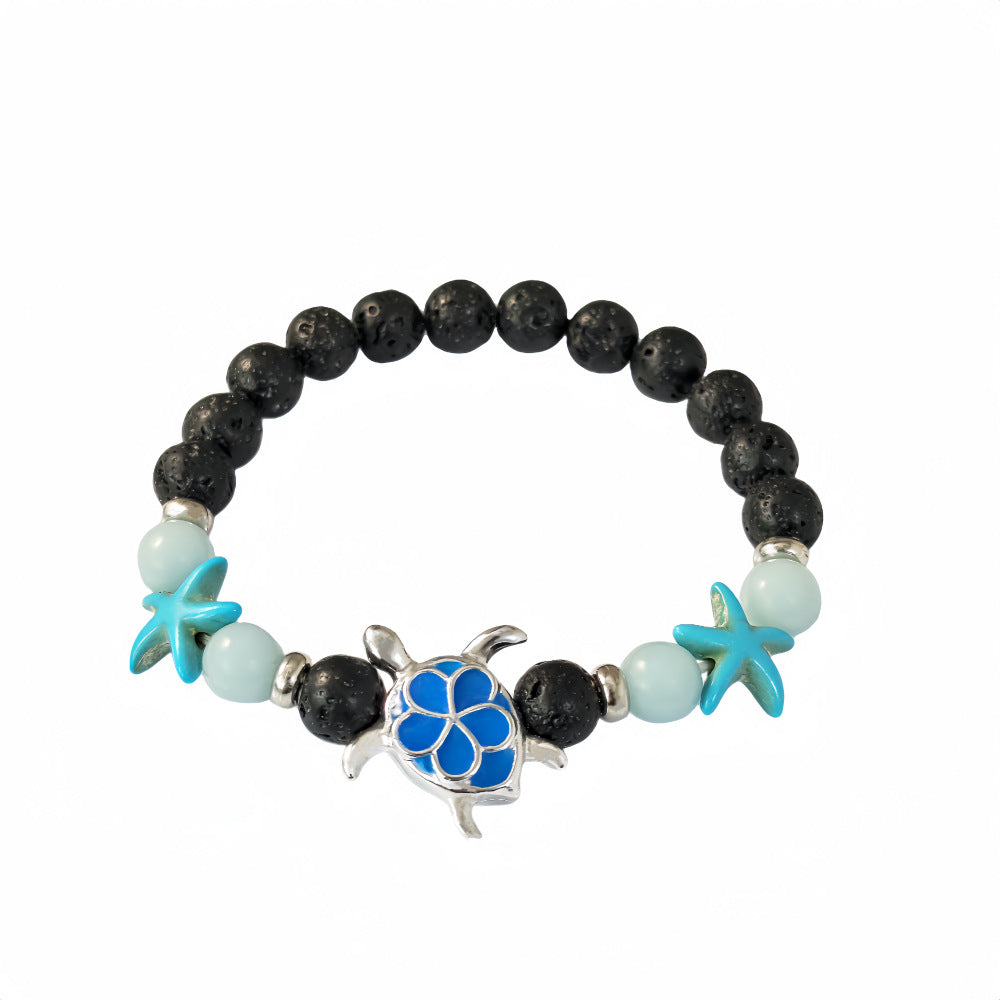 Wholesale Luminous turtle volcanic stone starfish bracelet