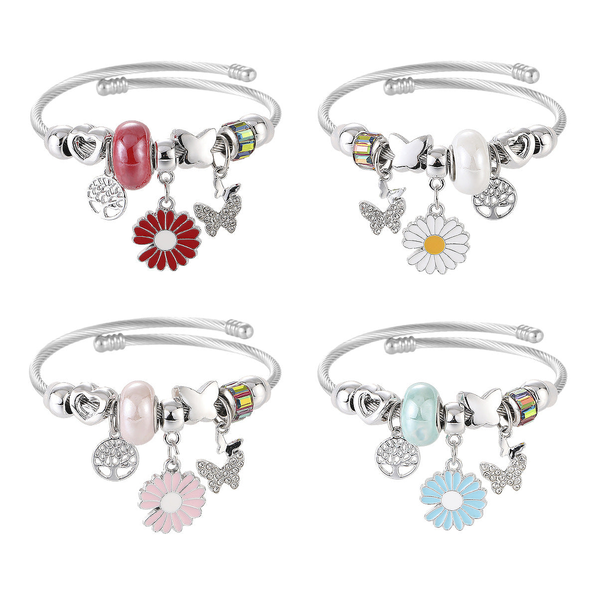 Wholesale Colorful Beaded Sunflower Daisy Bracelet ACC-BT-jiax001