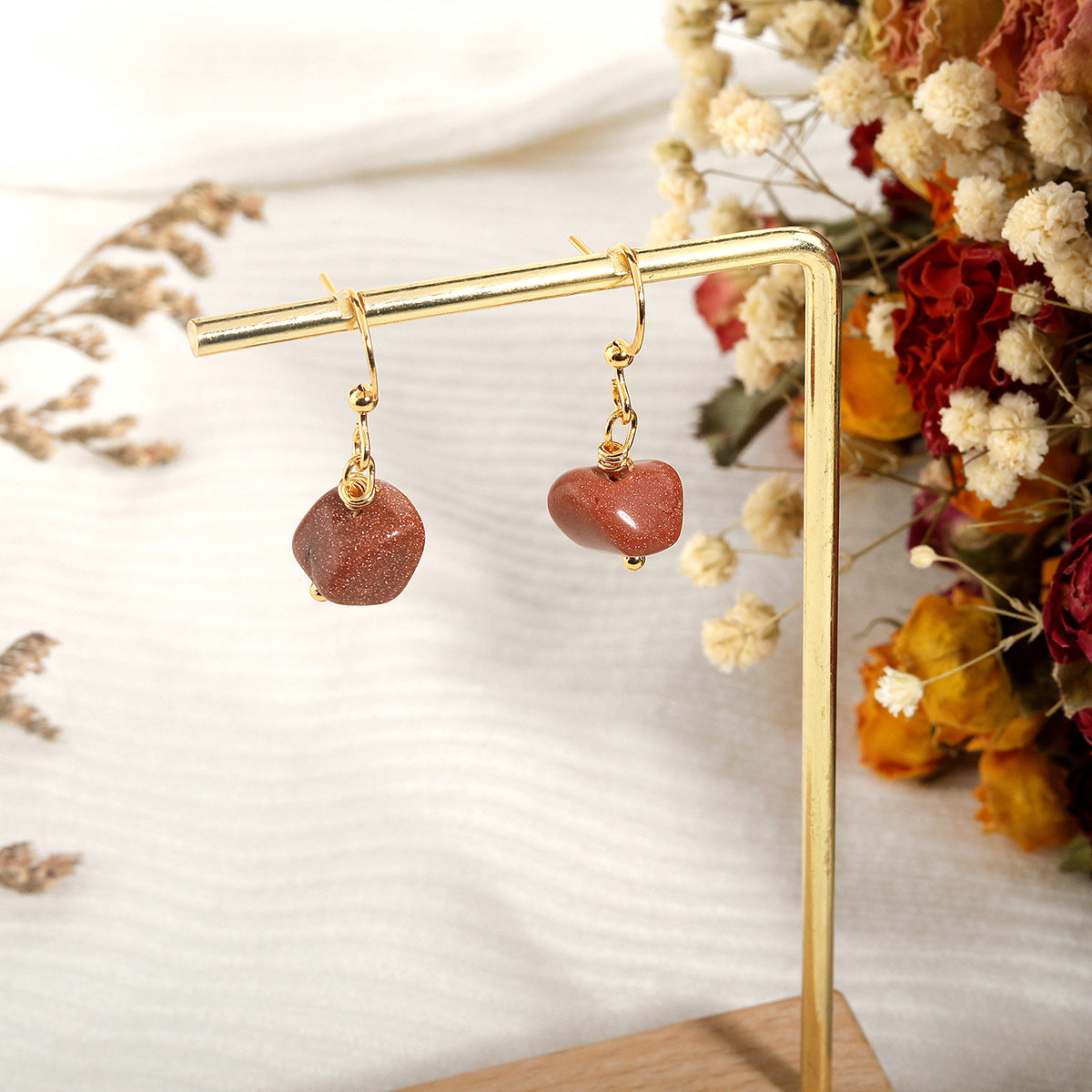 Wholesale A variety of simple natural crystal stone earrings ear jewelry