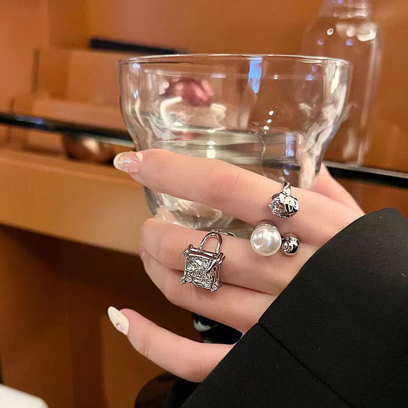 Wholesale Irregular Lava Pearl Open Ring Adjustable Rings ACC-RS-JiuHao015