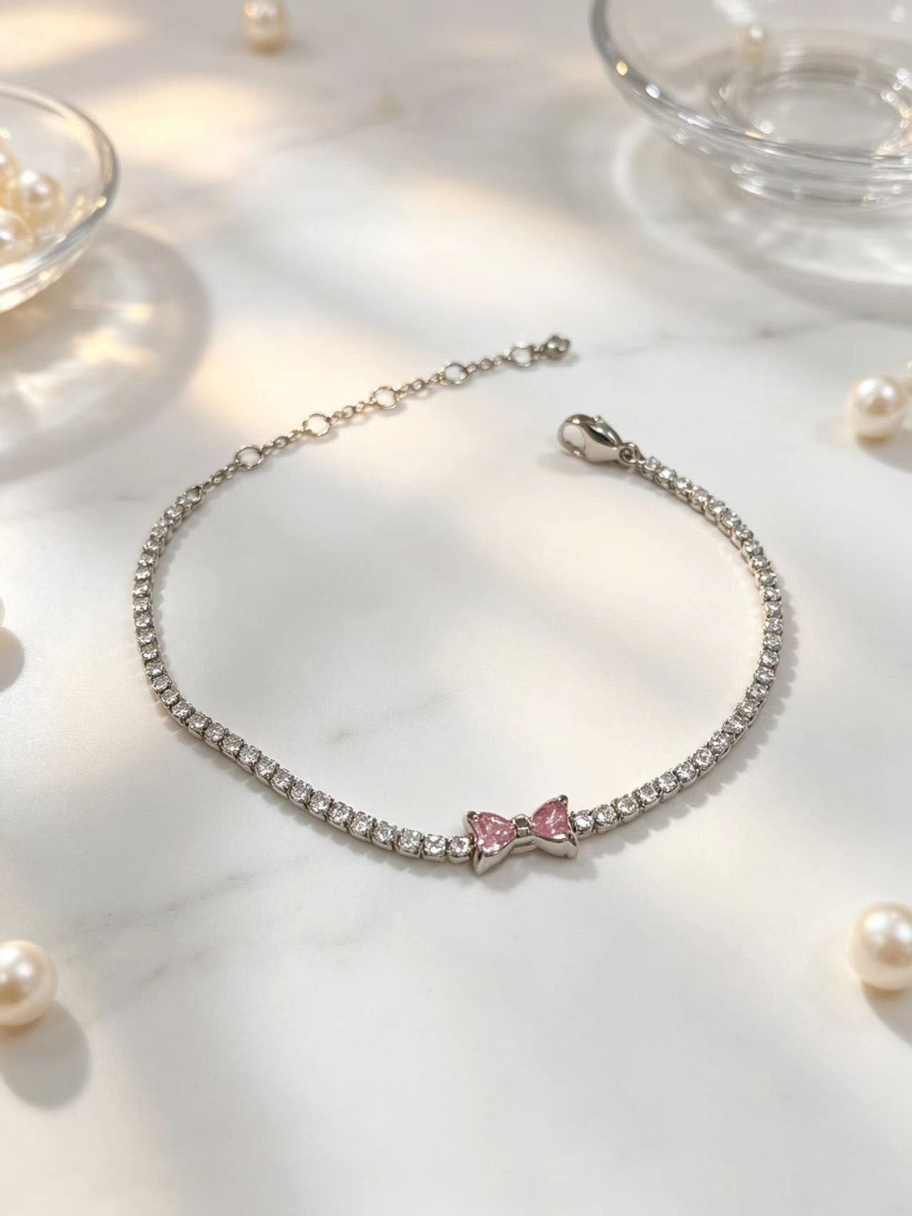 Wholesale Women S Pink Heart Titanium Steel Bracelet With Moissanite Everyday Fashion Accessory