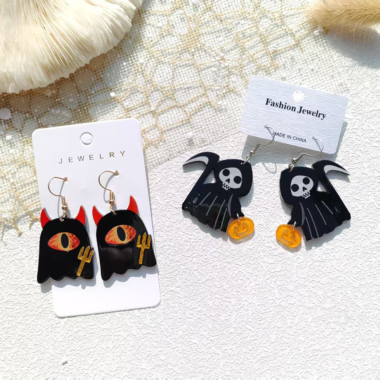 Wholesale Acrylic Halloween Ghost Cute Cartoon Earrings Set