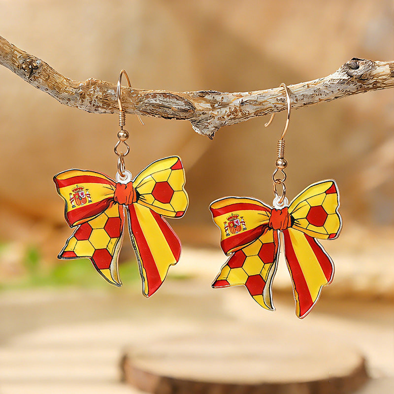 Wholesale USA Mexico Canada Soccer Bow Acrylic Earrings