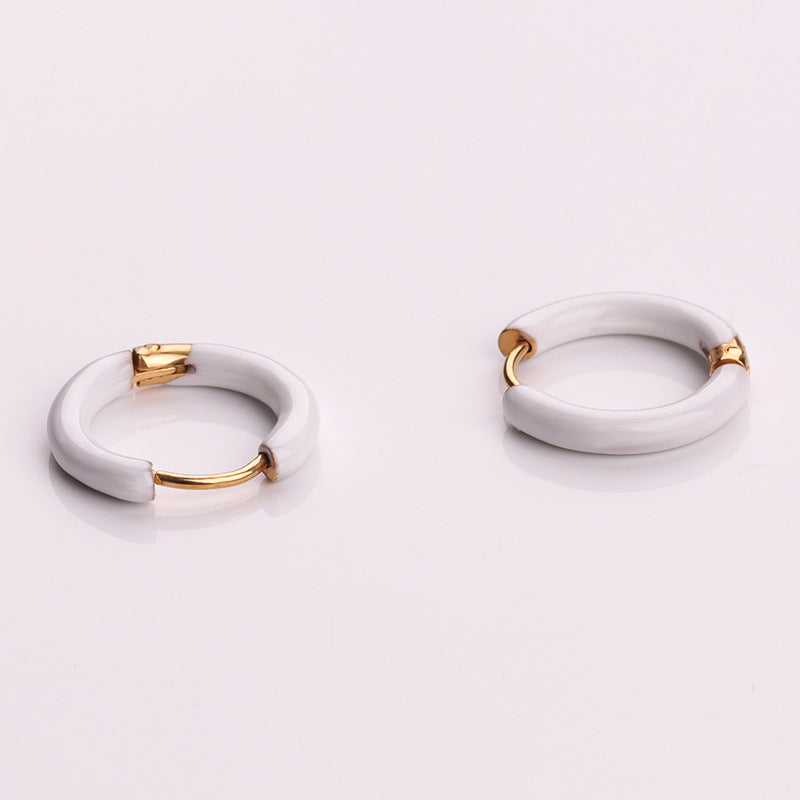 Wholesale Titanium Steel Earrings Multicolor Oil Drop Earrings ACC-ES-RuiX003