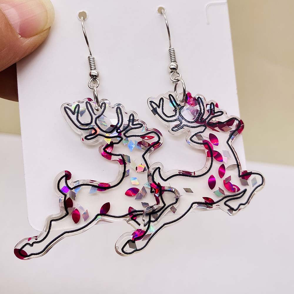 Wholesale Christmas Acrylic Colorful Elk Earrings