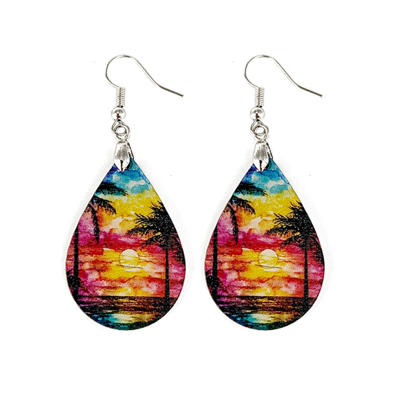 Wholesale Waves Wooden Earrings