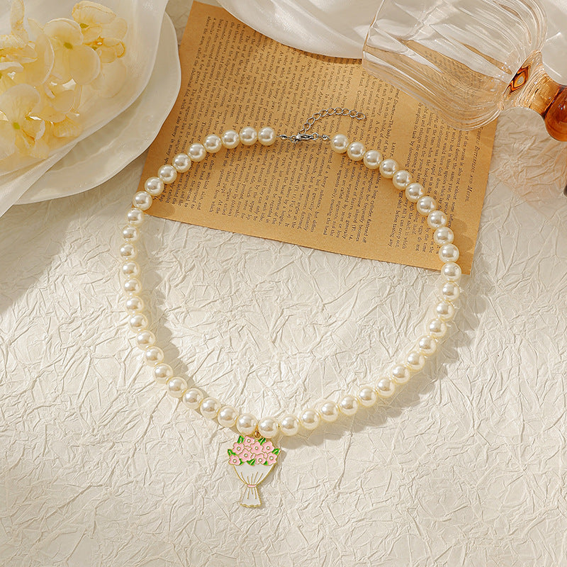 Wholesale Sunflower and Daisy Pollen Pearl Necklace