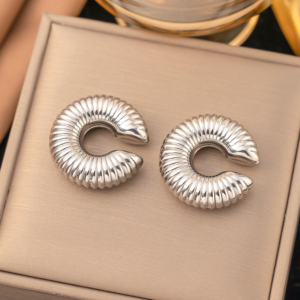 Wholesale 18K Gold Plated Earrings Titanium Steel Earrings Hollow Earrings ACC-ES-Qinzhe001