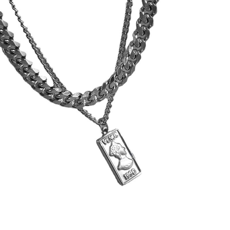 Wholesale Titanium Steel Double Layer Cuban Necklace