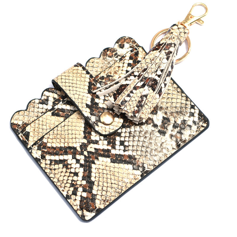 Wholesale Leopard Plaid Solid Color Sunflower Card Holder Keychain ACCVIP-KC-QiuXue004