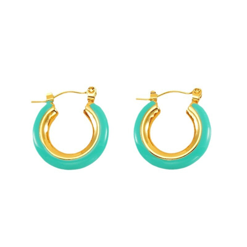 Wholesale Vintage Circle Stainless Steel Earrings Gold Earrings ACC-ES-Zhongy006