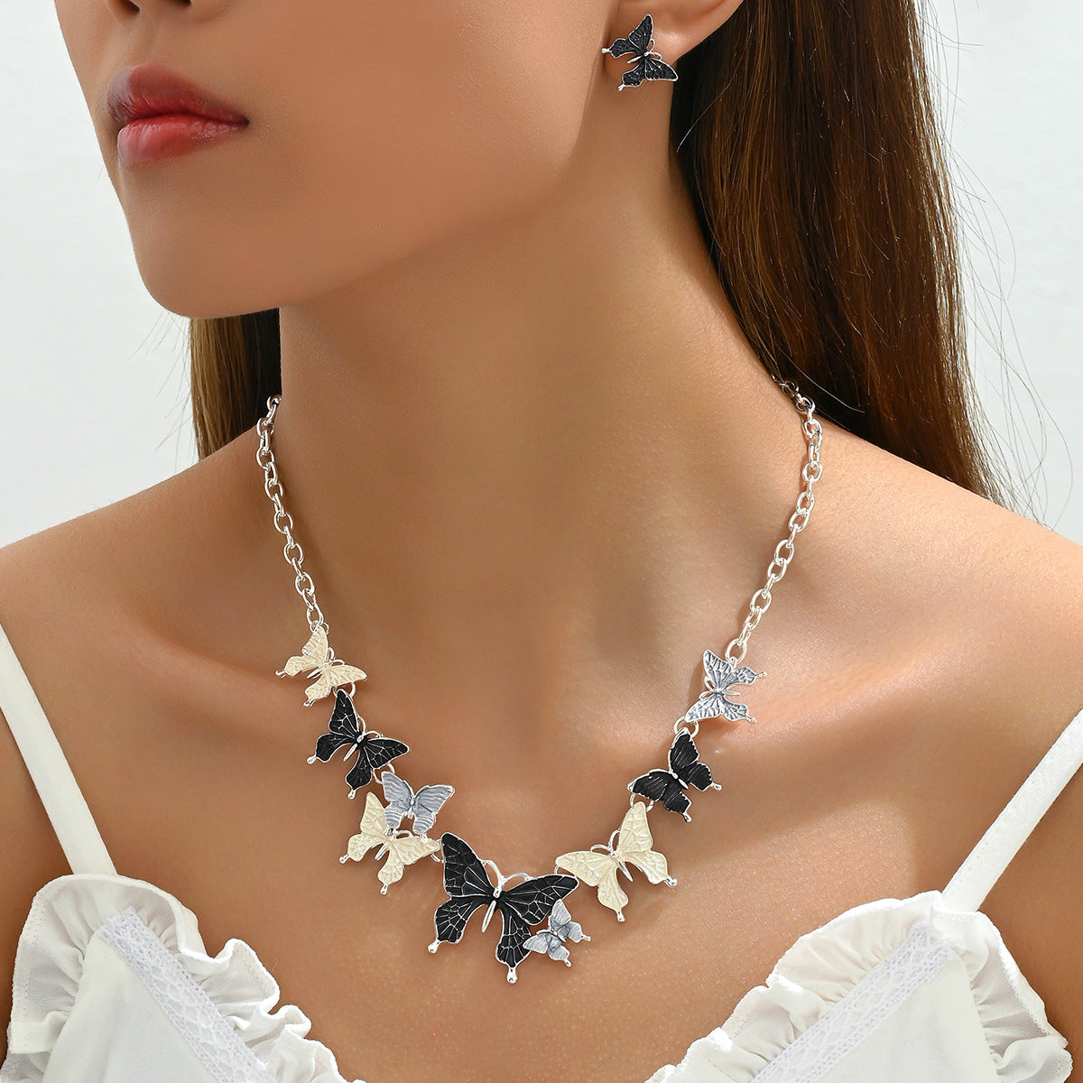 Wholesale Colorful Butterfly Necklace Earrings Set ACC-NE-CMi001