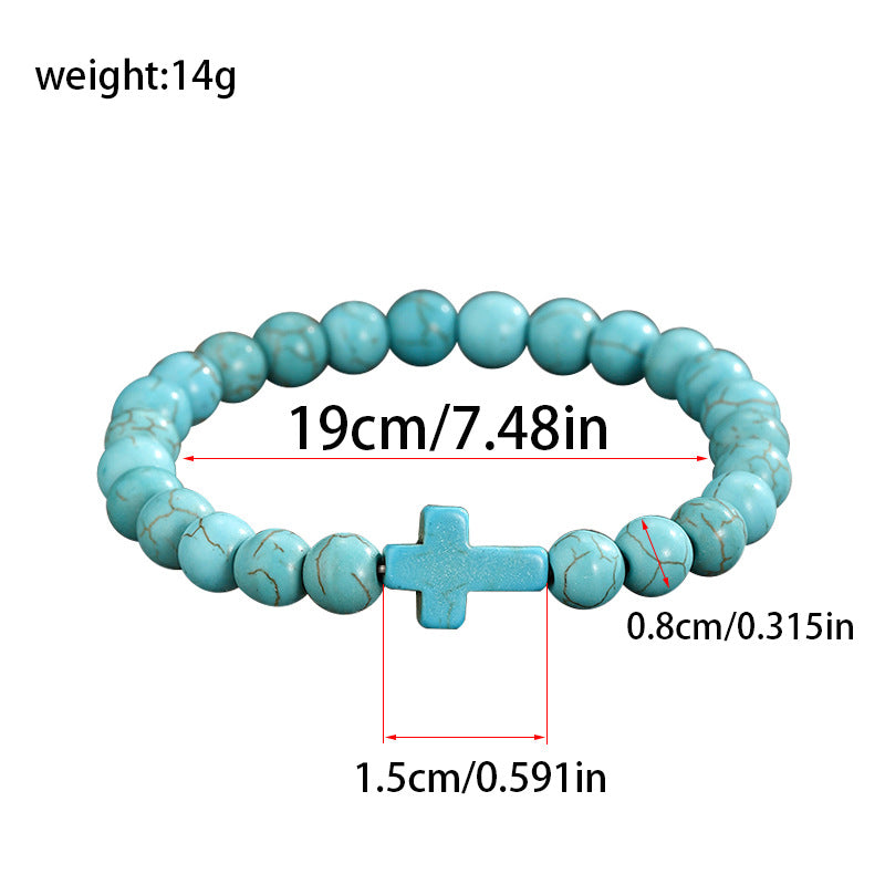 Wholesale Turquoise Volcanic Stone Black Gallstone Beaded Elastic Bracelet