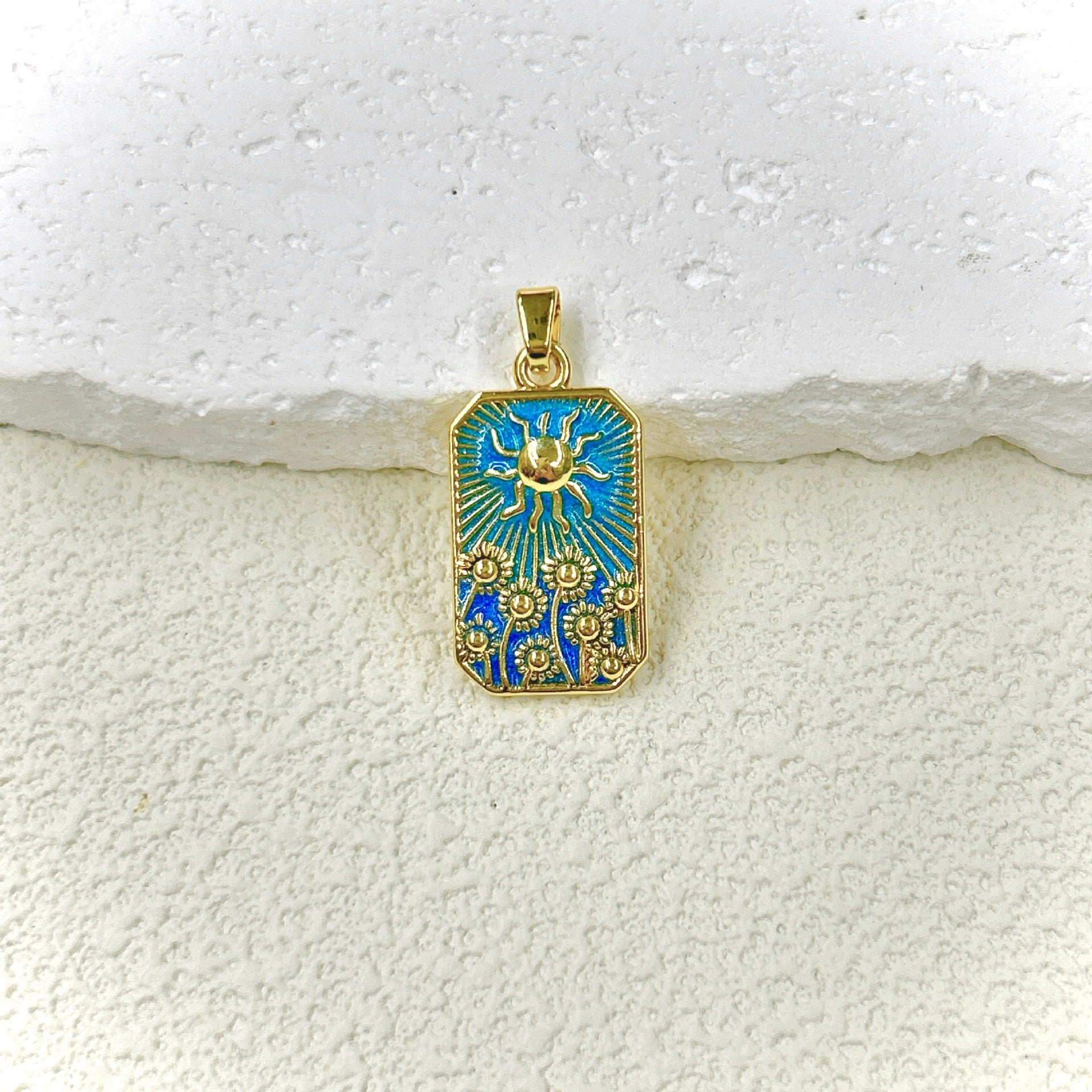 Wholesale 2pcs Oil Drop Tarot Sun Star Moon Pendant Copper All-match Necklace DIY Pendant Accessories