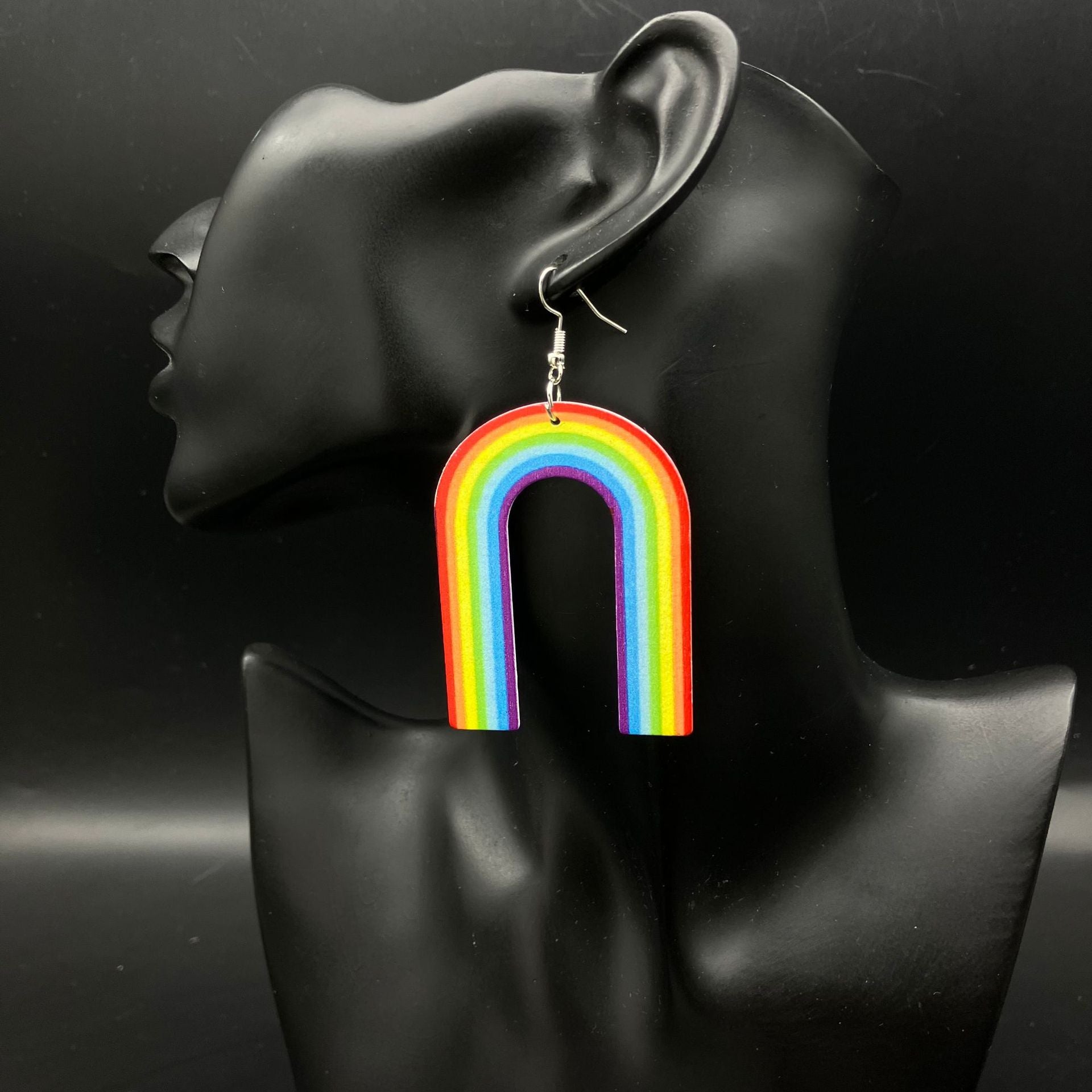 Wholesale Rainbow Vintage Wood Earrings ACC-ES-FX055