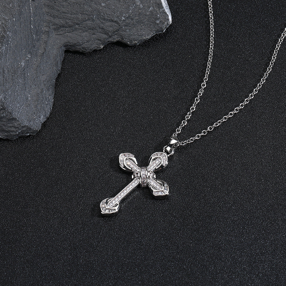 Wholesale Hip-hop Cross Pendant Zircon Necklace