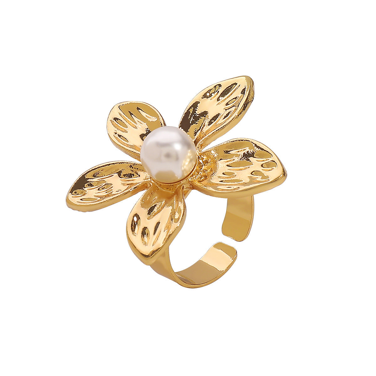 Orecchini a bottone con fiore in lega all'ingrosso Anello con perla intarsiata dal design retrò francese