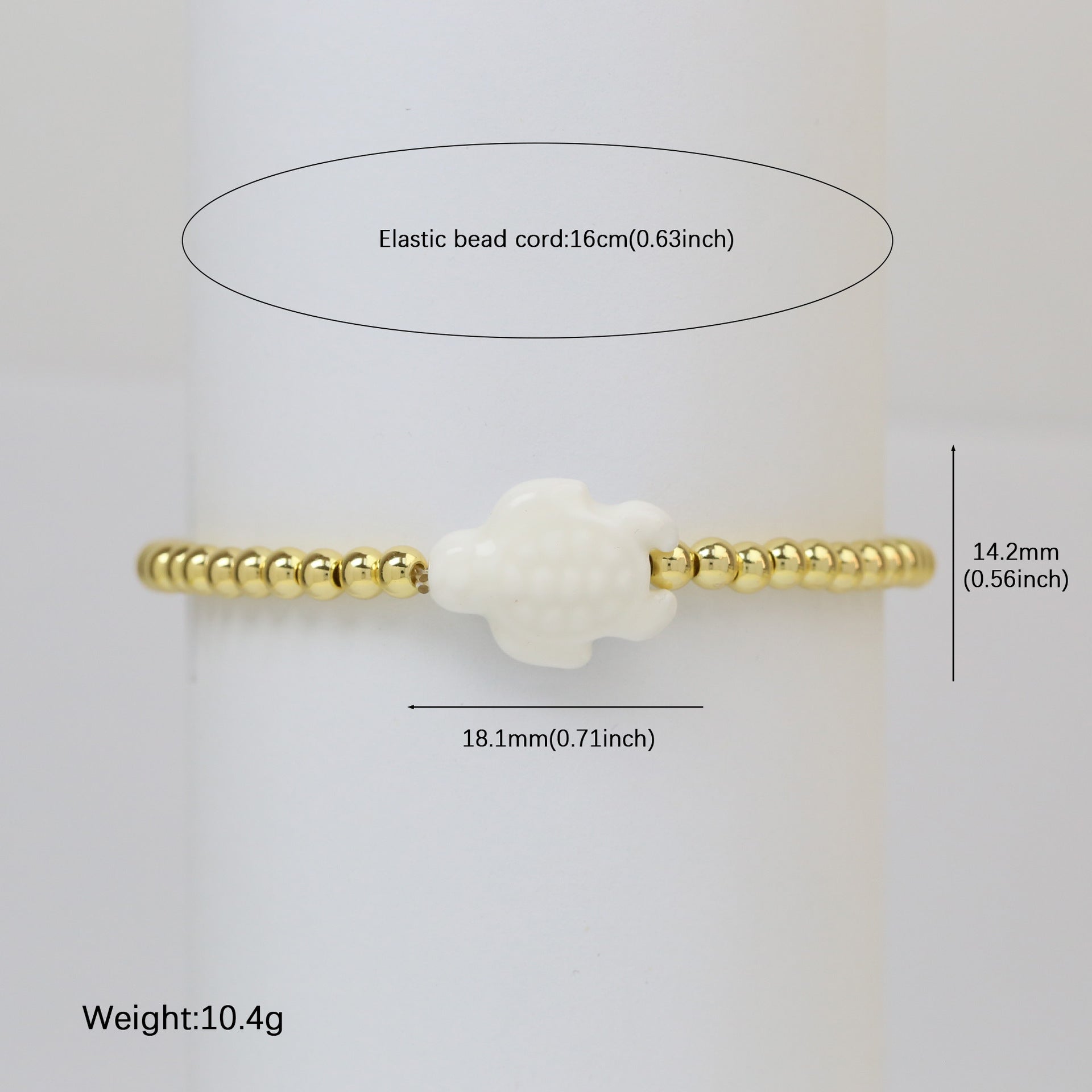 Wholesale Beach style ceramic glass colorful turtle elastic rope copper bead bracelet