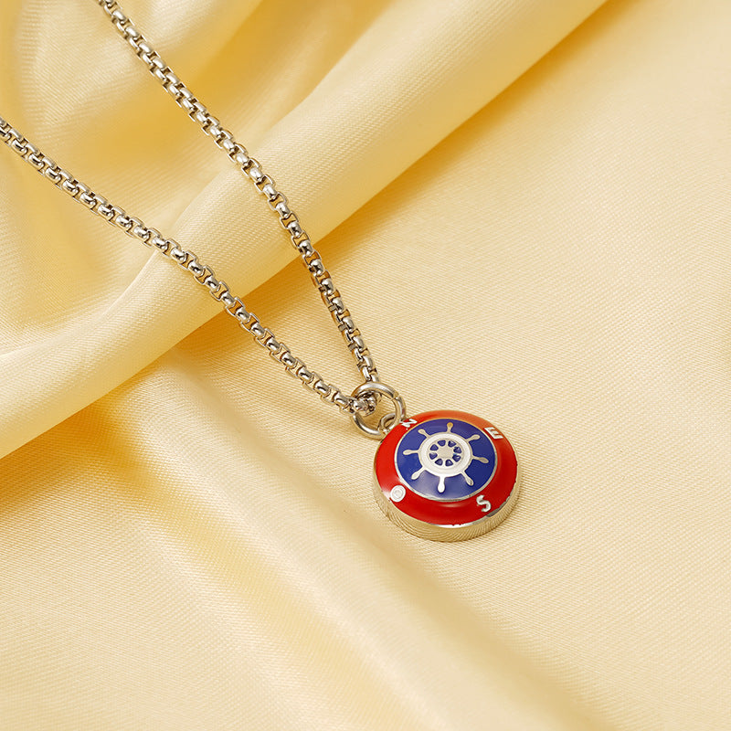 Wholesale Stainless Steel Compass Nautical Anchor Pendant Sweater Necklace ACC-NE-ZhongYao006