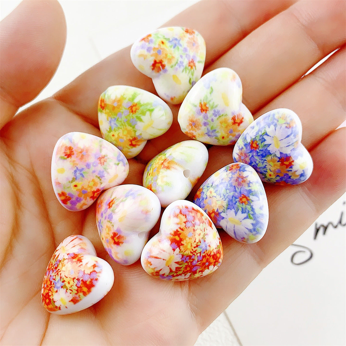 Wholesale 10pcs   flower and heart  Focal Beads DIY Bead Accessories