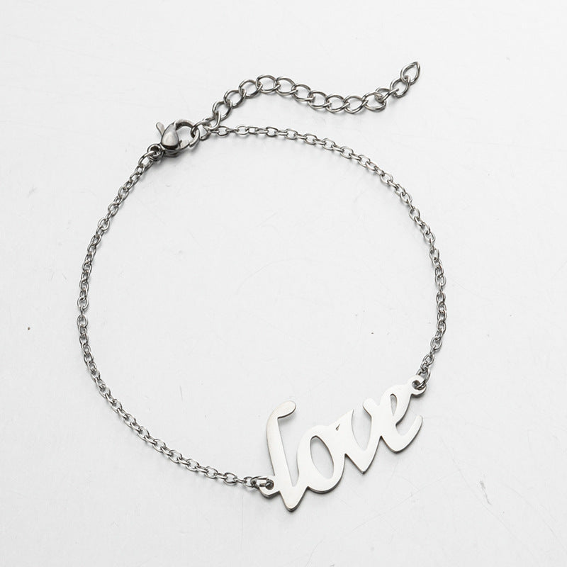 Wholesale  Stainless steel Mother's Day Pendant Fashion Retro English Letter LOVE  Bracelet