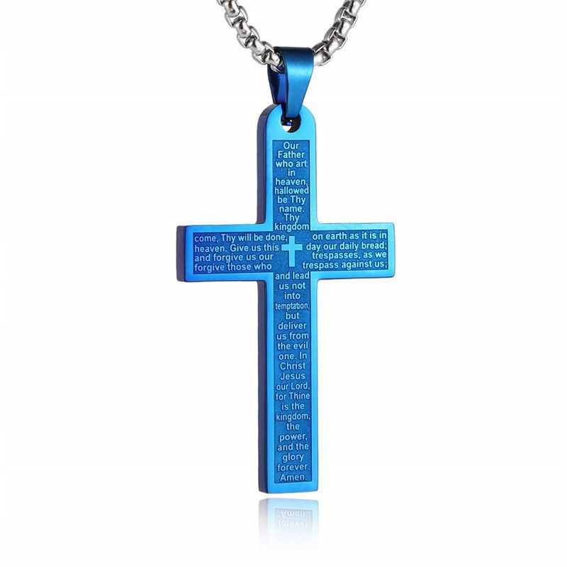 Wholesale Stainless Steel Cross Scripture Necklace