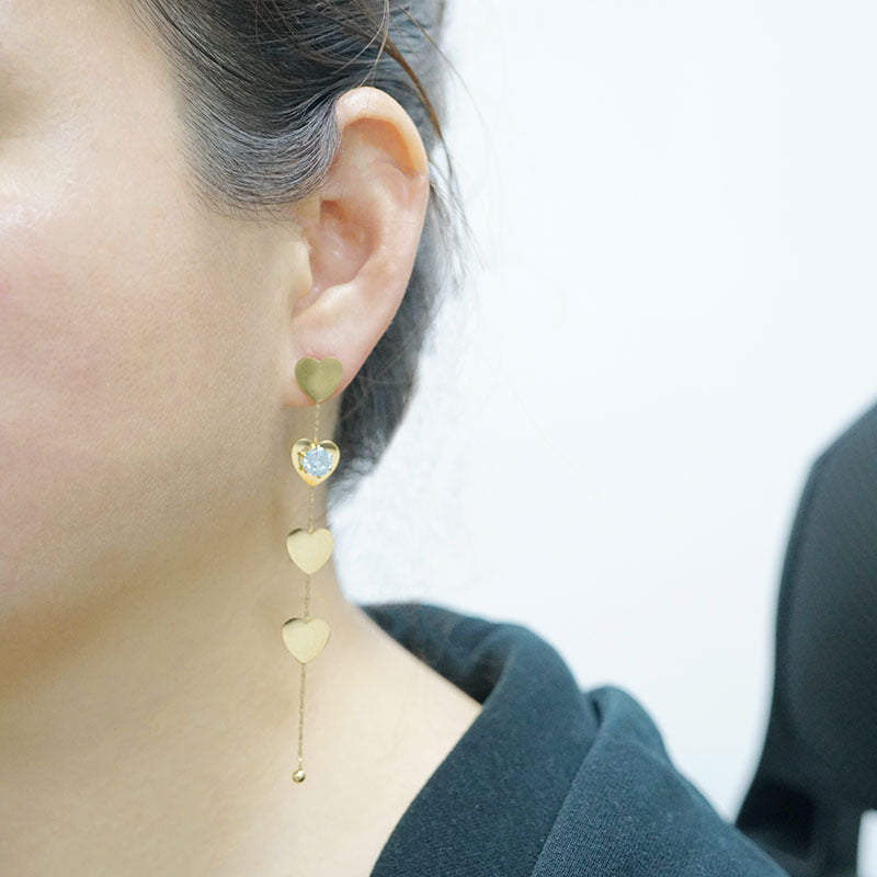 Wholesale Long Tassel Earrings Stainless Steel 18K Love Zircon Earrings