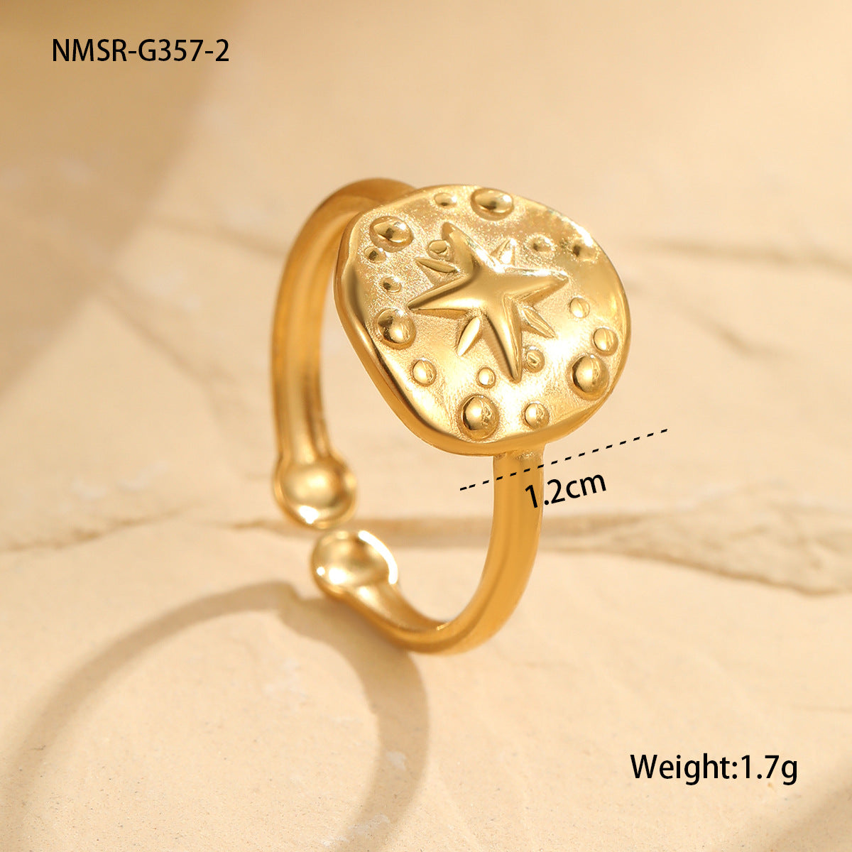Wholesale  Light Luxury Fashion Texture Adjustable Ring Stainless Steel 18k Gold Plated Rings