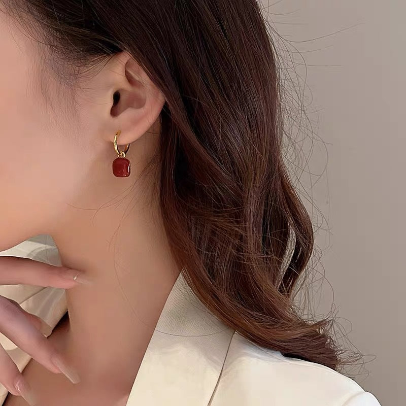 Wholesale Drip Glaze Red Earrings ACC-ES-HaoWen018