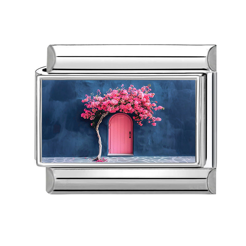 Wholesale Italian Style Landscape DIY Bracelet Charms Stainless Steel Jewelry Making Accessory