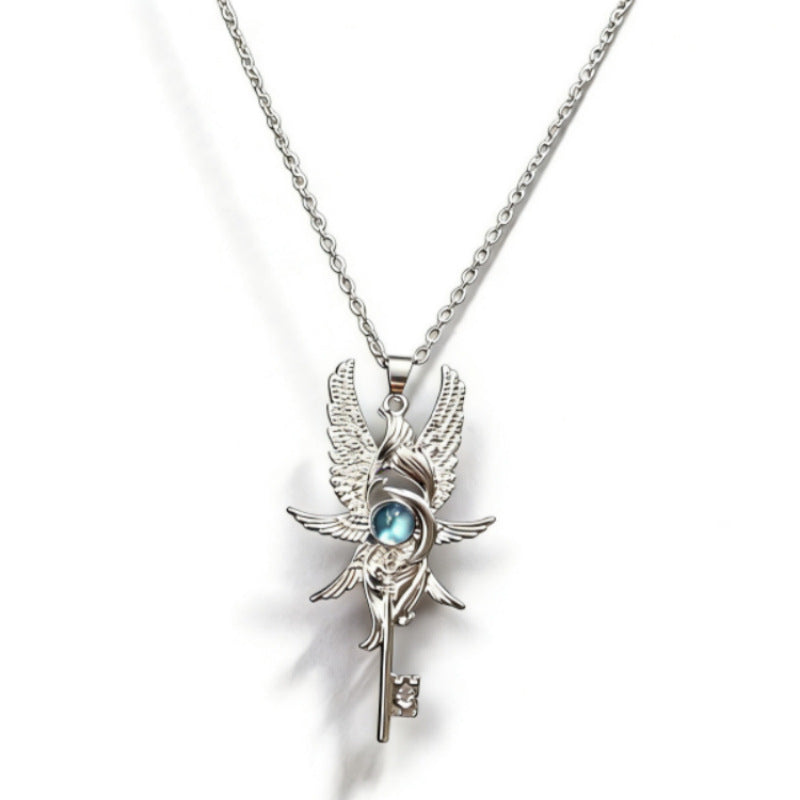 Wholesale Alloy Angel Wings Pendant Necklace Vintage Geometric Design Fashion Jewelry Accessory