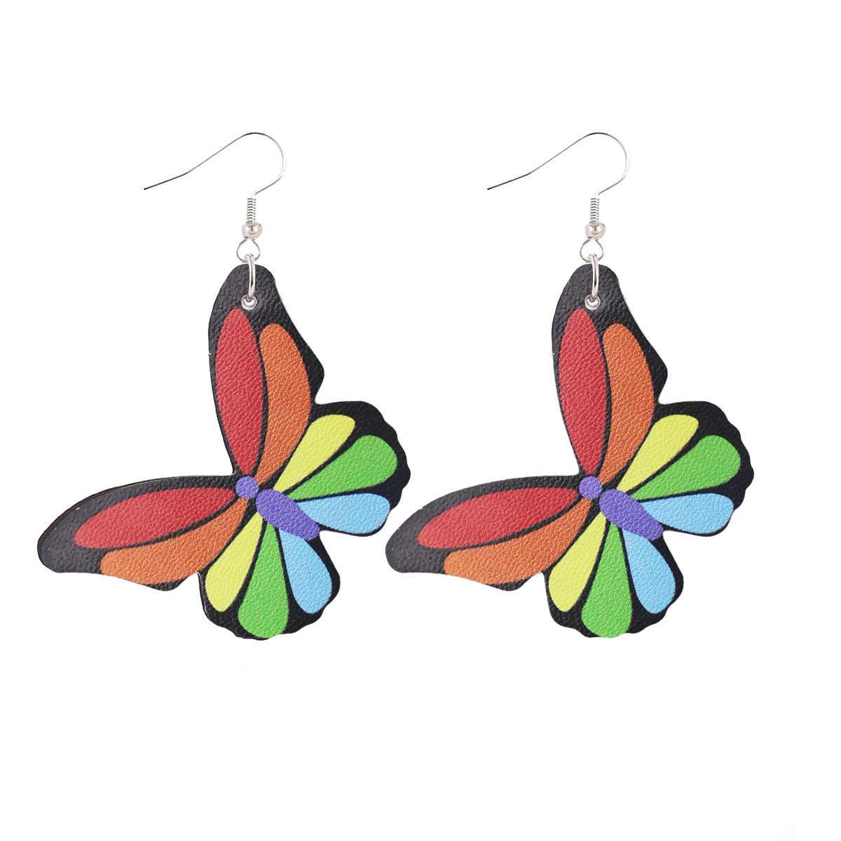 Wholesale Butterfly Leather Earrings Double Sided Printed PU ACC-ES-Yongz003