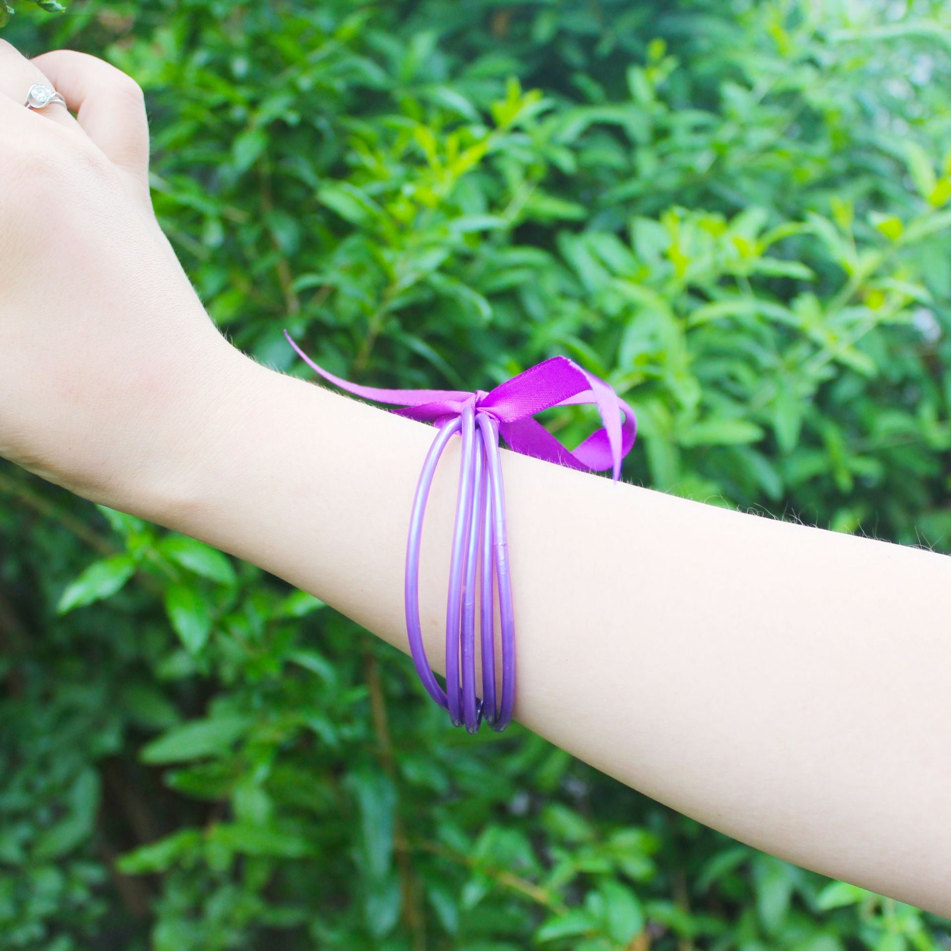 Wholesale Plastic Silicone Tube Gold Foil Jelly Bangles Five Layer Bracelet ACC-BT-YTian001