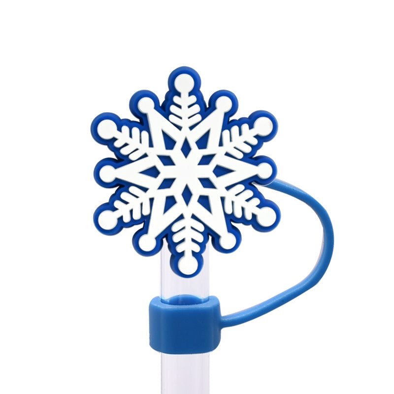 Wholesale Random 100pcs Snowflake Series 8/10mm PVC Soft Straw Tube Cap